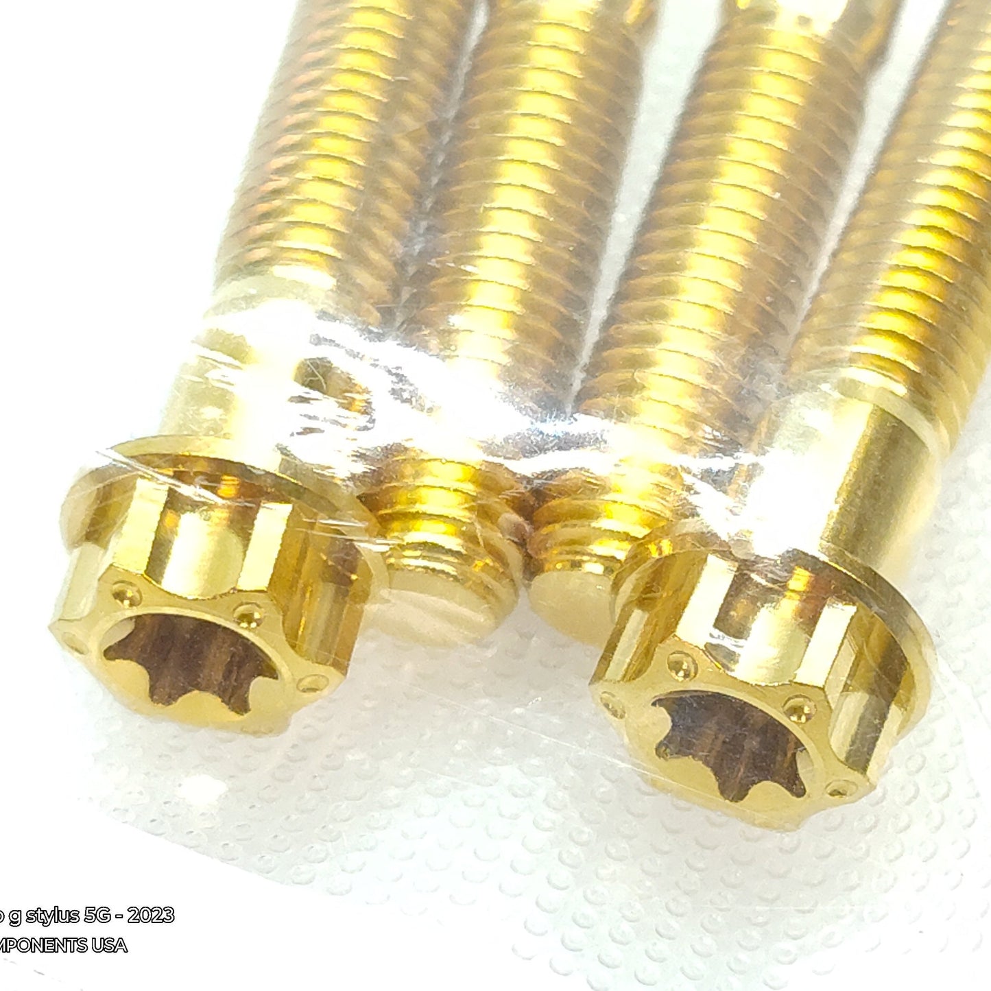 M8x40mm Gold Titanium Dual Drive Torx/External Hex Bolts 4 PK Fork Bolts